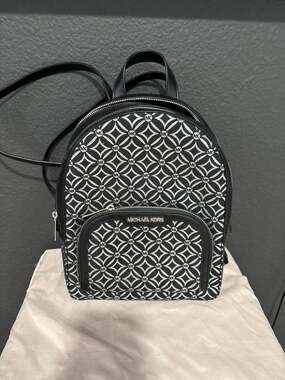 Michael Kors Jaycee Medium Geometric Logo Backpack Black/Silver